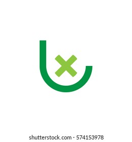 initial letter logo lx, xl, circle rounded lowercase green flat