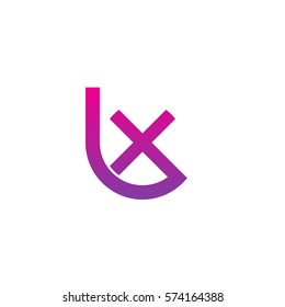 initial letter logo lx, xl, circle rounded lowercase purple pink