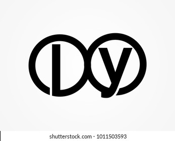 Initial letter logo ly lowercase related in circles black