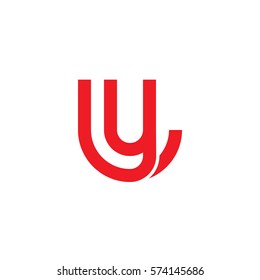 initial letter logo ly, yl, circle rounded lowercase red flat