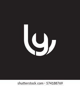 initial letter logo ly, yl, circle rounded lowercase white black background