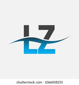 Initial letter logo LZ company name blue and black color swoosh design. vector logotype for business and company identity.