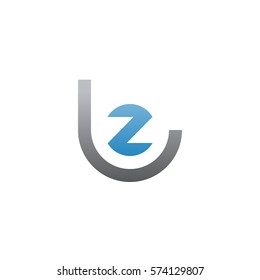 initial letter logo lz, zl, circle rounded lowercase blue gray