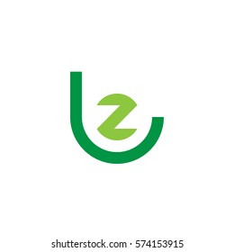 initial letter logo lz, zl, circle rounded lowercase green flat