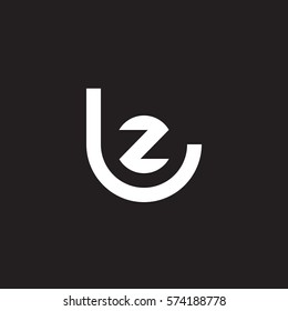 initial letter logo lz, zl, circle rounded lowercase white black background