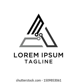 initial letter logo M C U Tech, logo template