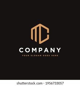Initial letter logo M and C, MC monogram logo icon on dark background