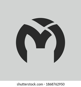 initial letter logo M inside circle shape, MI, IM, upper case black monogram