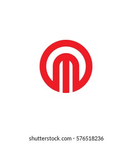 initial letter logo m inside circle shape, om, mo, m inside o rounded lowercase red flat