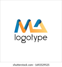 Anfangsbuchstabe Logo M. MA-farbige Vorlage auf weißem Hintergrund