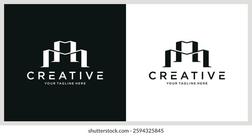 initial letter logo M, MM template logo design vector