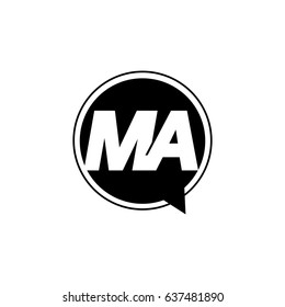 Initial letter logo ma inside speech bubble black