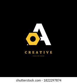 Initial letter A logo, with machine concept for company and business.
