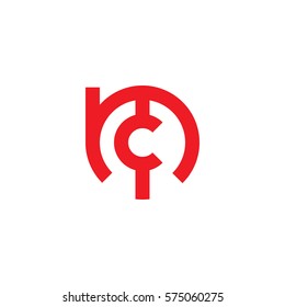 initial letter logo mc, cm, c inside m rounded lowercase red flat