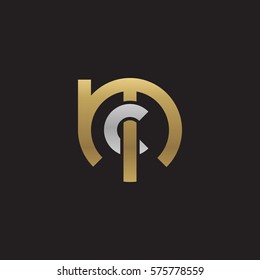initial letter logo mc, cm, c inside m rounded lowercase logo gold silver
