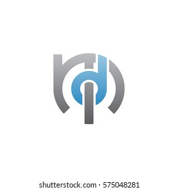 initial letter logo md, dm, d inside m rounded lowercase blue gray