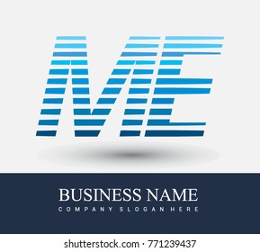 initial letter logo ME colored blue with striped compotition, Vector logo design template elements for your business or company identity
