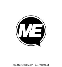 Initial letter logo me inside speech bubble black
