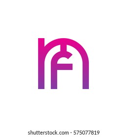 initial letter logo mf, fm, f inside m rounded lowercase purple pink