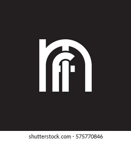 initial letter logo mf, fm, f inside m rounded lowercase white black background