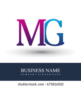 initial letter logo MG colored red and blue, Vector logo design template elements for your business or company identity