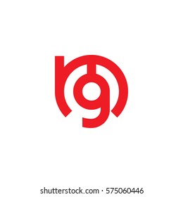 initial letter logo mg, gm, g inside m rounded lowercase red flat