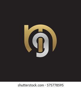 initial letter logo mg, gm, g inside m rounded lowercase logo gold silver