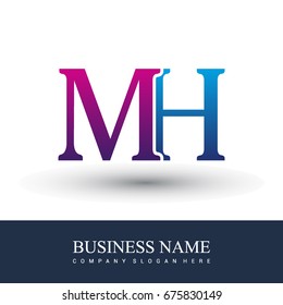 initial letter logo MH colored red and blue, Vector logo design template elements for your business or company identity