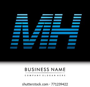 initial letter logo MH colored blue with striped compotition, Vector logo design template elements for your business or company identity
