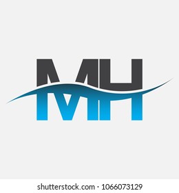 Initial letter logo MH company name blue and black color swoosh design. vector logotype for business and company identity.