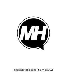 Initial letter logo mh inside speech bubble black