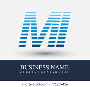 initial letter logo MI colored blue with striped compotition, Vector logo design template elements for your business or company identity
