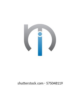 initial letter logo mi, im, i inside m rounded lowercase blue gray