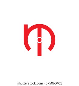 initial letter logo mi, im, i inside m rounded lowercase red flat