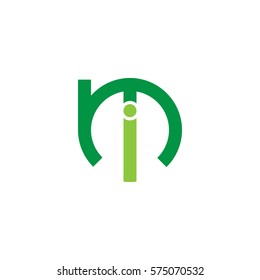 initial letter logo mi, im, i inside m rounded lowercase green flat
