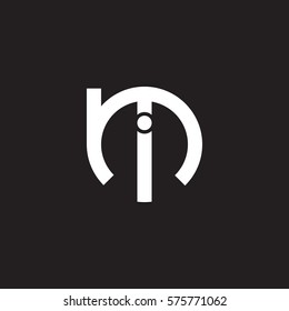 initial letter logo mi, im, i inside m rounded lowercase white black background