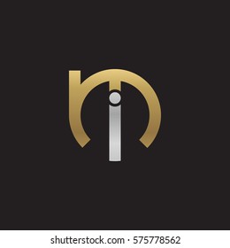 initial letter logo mi, im, i inside m rounded lowercase logo gold silver