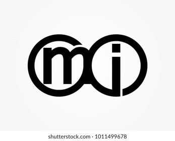 Initial letter logo mi lowercase related in circles black