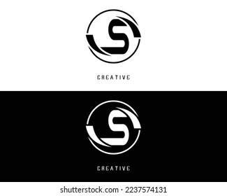 Logo de la letra inicial minimalista, color blanco y negro