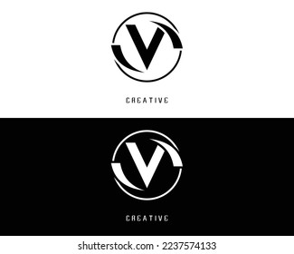 Logo de la letra inicial minimalista, color blanco y negro