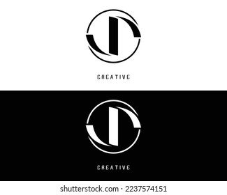 Logo de la letra inicial minimalista, color blanco y negro