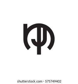 initial letter logo mj, jm, j inside m rounded lowercase black monogram