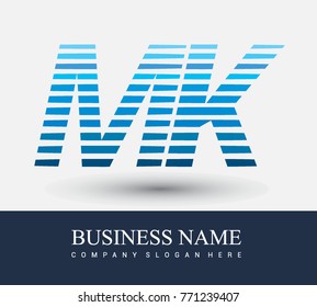 initial letter logo MK colored blue with striped compotition, Vector logo design template elements for your business or company identity

