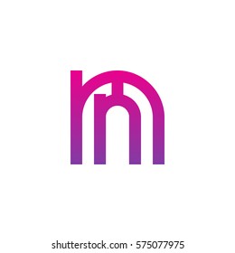 initial letter logo mn, nm, n inside m rounded lowercase purple pink