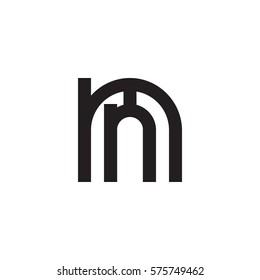 initial letter logo mn, nm, n inside m rounded lowercase black monogram