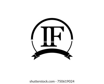 initial letter IF logo monogram retro black