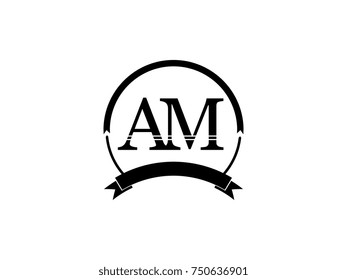 initial letter AM logo monogram retro black