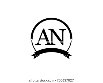 initial letter AN logo monogram retro black