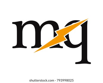 Initial letter logo mq lowercase thunder vector design