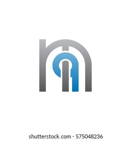 initial letter logo mq, qm, q inside m rounded lowercase blue gray